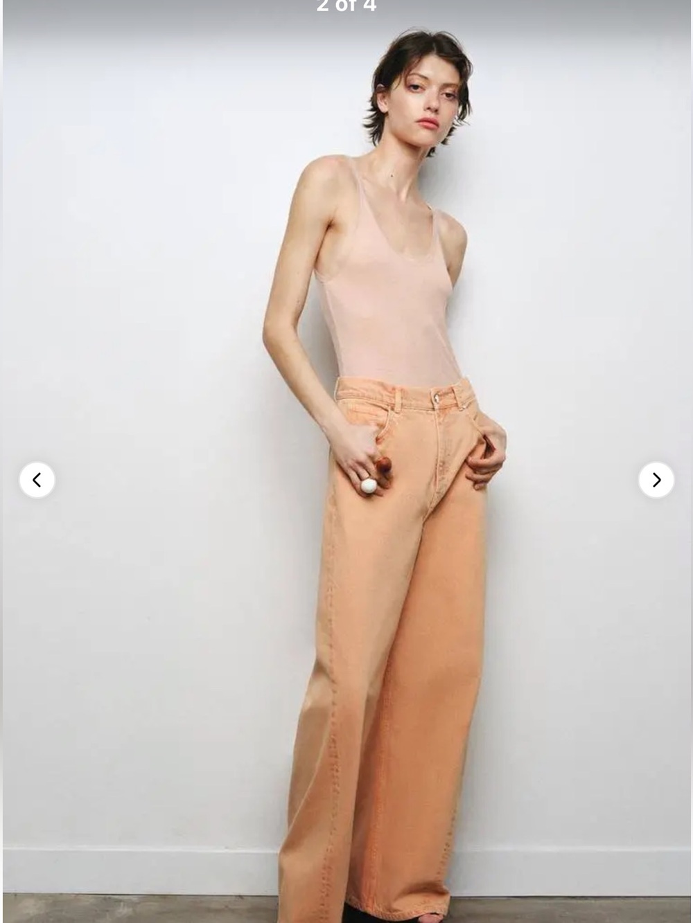 Zara Peach Wide-Leg High-Rise Jeans